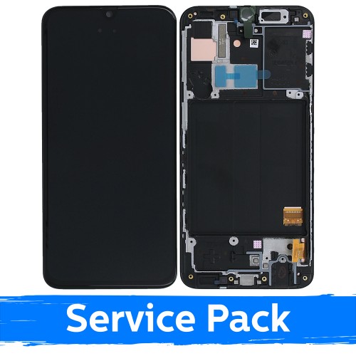 LCD Display Compatible With Samsung A405 2019 A40 Black With Frame (Service Pack)