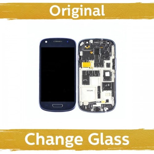 Ekranas skirtas Samsung I8190 S3 Mini su rėmeliu mėlynas (Atnaujintas: China)