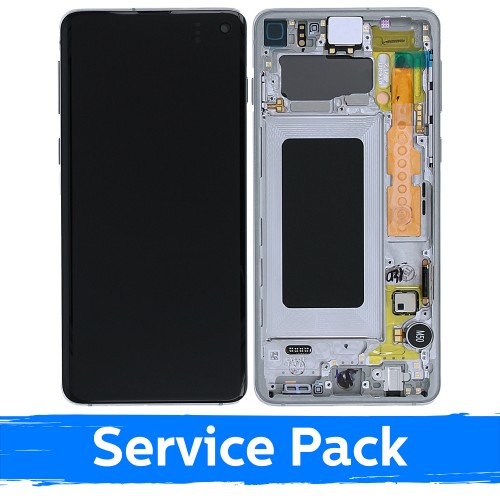 LCD ekranas suderinamas su Samsung G973 S10 su rėmeliu / Prism White / (Service Pack)