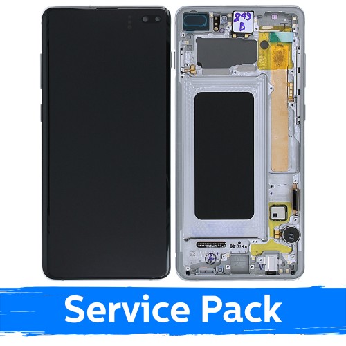 LCD ekranas suderinamas su Samsung G975 S10 Plus su rėmeliu / Prism White / (Service Pack)