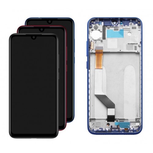 LCD ekranas suderinamas su Xiaomi Redmi 7 su mėlynu rėmeliu HQ