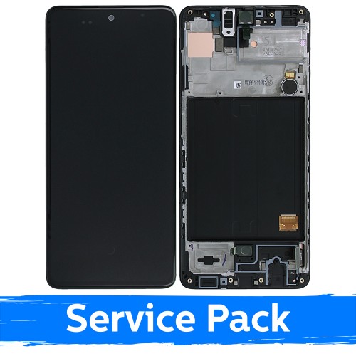 LCD дисплей для Samsung A515 A51 чёрный с рамкой (Service Pack)