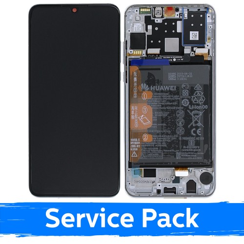Ekranas skirtas Huawei P30 Lite su rėmeliu / Pearl White / (Service Pack)