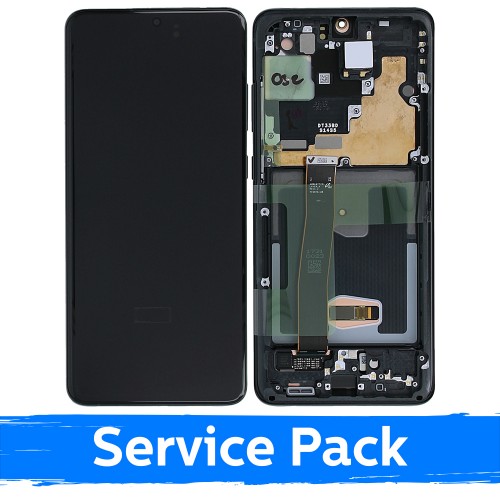 LCD Ekranas skirtas Samsung G988 S20 Ultra su rėmeliu / Cosmic Black / (Service Pack)