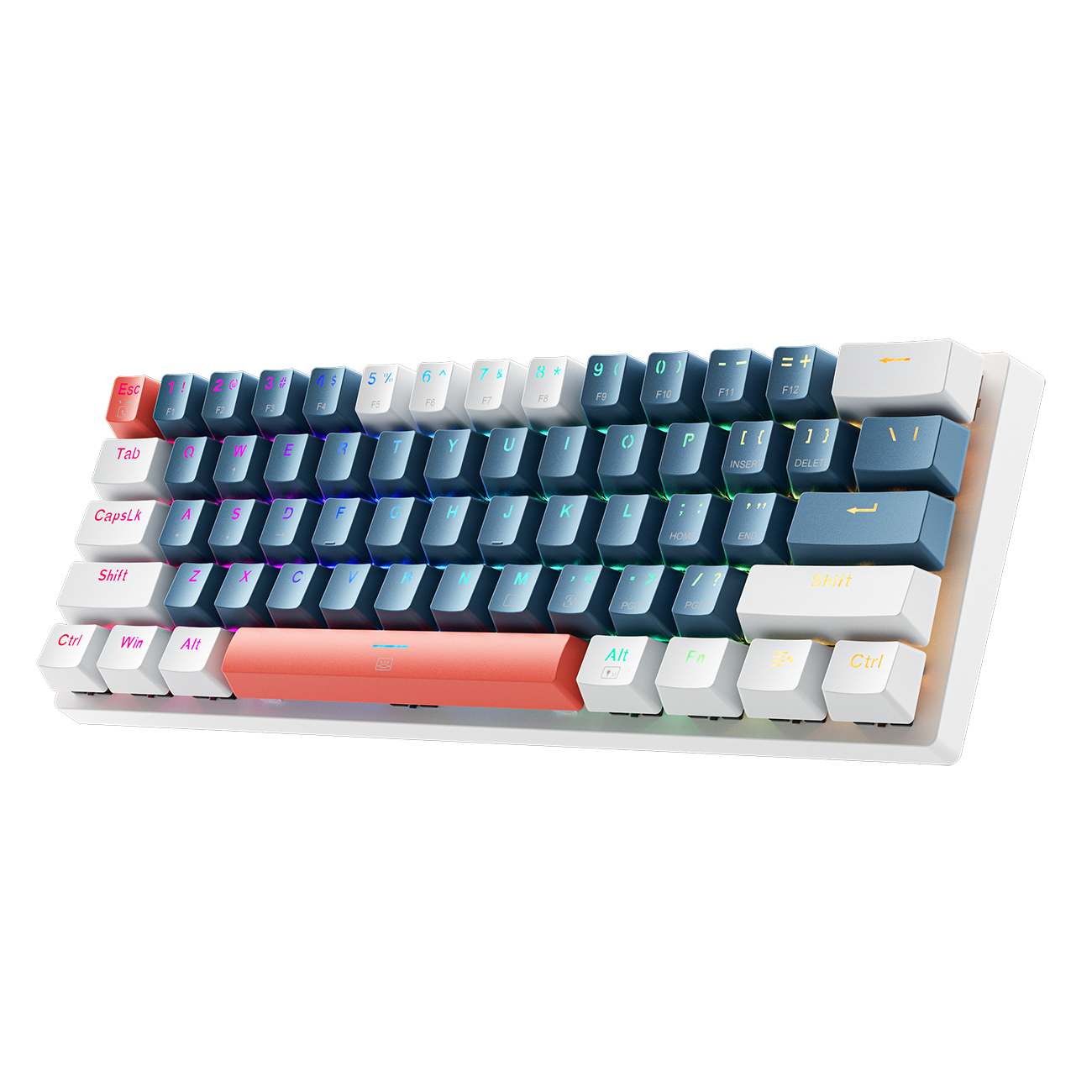 Machenike K500-B61 Проводная механическая игровая клавиатура с подсветкой, Brown Switch - синий и белый