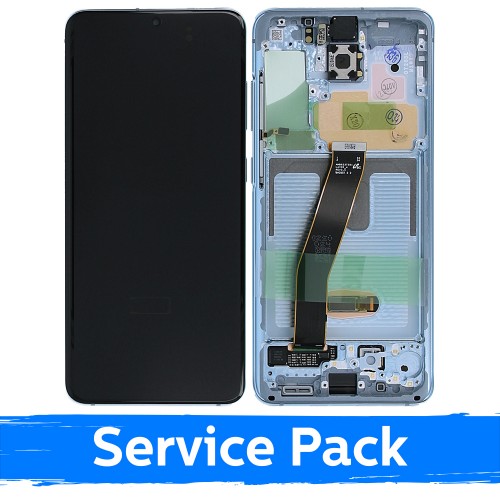 LCD Ekranas skirtas Samsung G980 (G981) S20 su rėmeliu / Cloud Blue / (Service Pack)