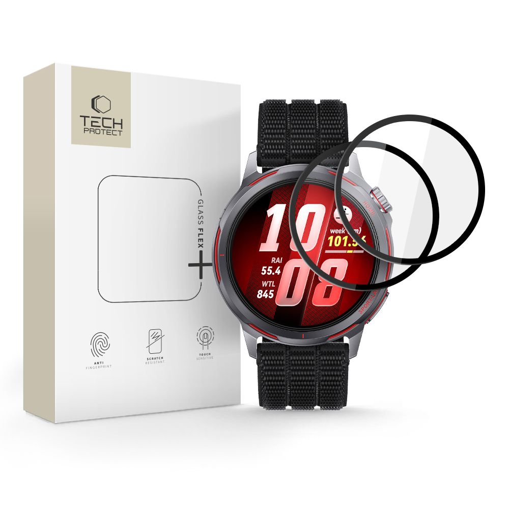 Tech-Protect Glass Flex+ 2 vnt. hibridinis stiklas, skirtas Huawei Watch GT Runner 2 – juodas