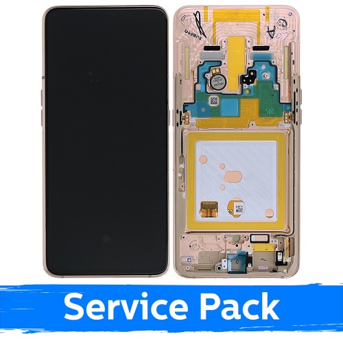 LCD Display Compatible With Samsung A805 2019 A80 Gold With Frame (Service Pack)