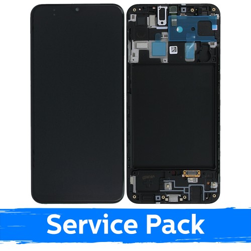 LCD дисплей для Samsung A205 A20 / M107 M10s чёрный с рамкой (Service Pack)