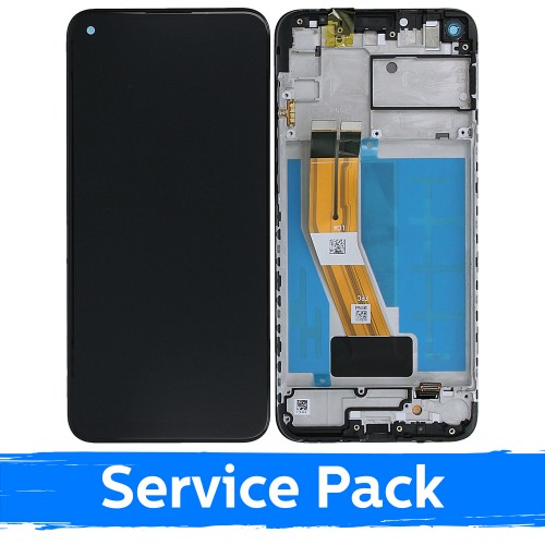 LCD Display Compatible With Samsung A115 A11 Black With Frame (Service Pack)