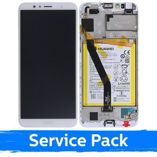 LCD Display Compatible With Huawei Y6 2018 White With Frame (Service Pack)