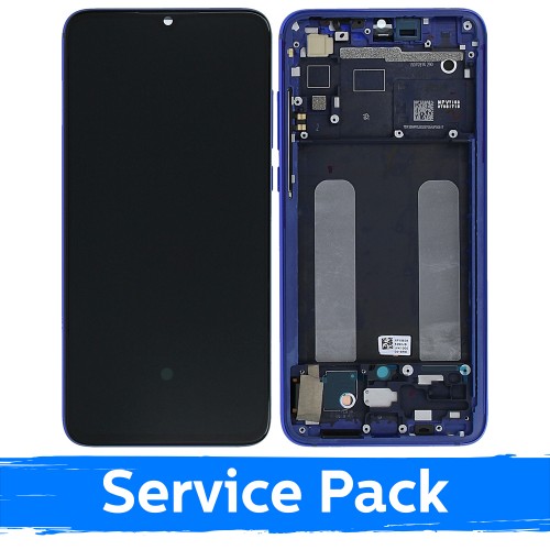 LCD Display Compatible With Xiaomi Mi 9 Lite With Frame / Aurora Blue / (Service Pack)