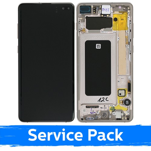 LCD ekranas suderinamas su Samsung G975 S10 Plus su rėmeliu / Ceramic White / (Service Pack)