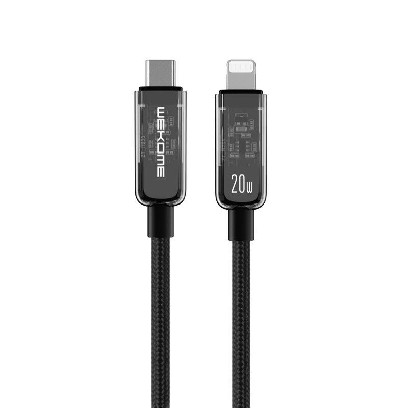 WEKOME WDC-181 Vanguard Series USB-C–Lightning įkrovimo ir duomenų laidas, 1 m, PD 20 W, juodas
