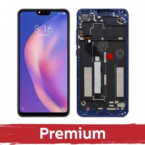 LCD Ekranas suderinamas su Xiaomi Mi 8 Lite mėlynas su rėmeliu OEM