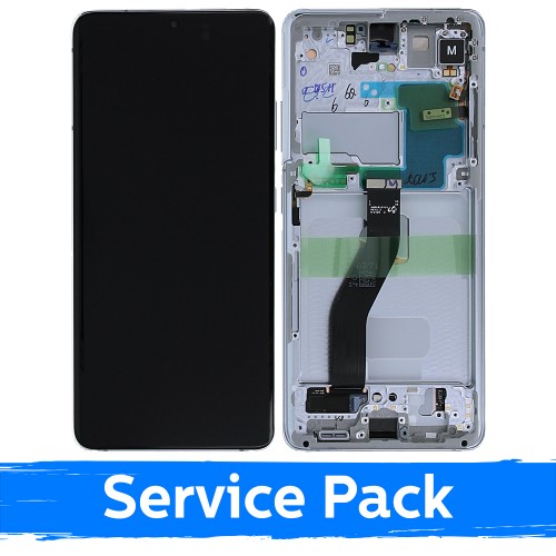 LCD Ekranas suderinamas su Samsung G998 S21 Ultra su rėmeliu / Phantom Silver / (Service Pack)