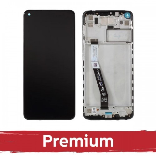 LCD дисплей совместимый с Xiaomi Redmi Note 9 черный с рамкой OEM