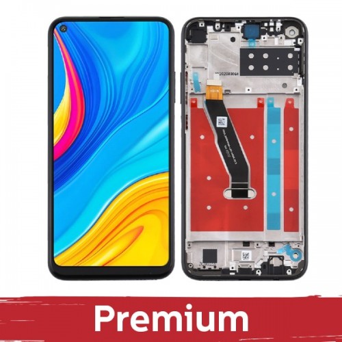 LCD дисплей для Huawei P40 Lite E с рамкой Aurora Blue OEM