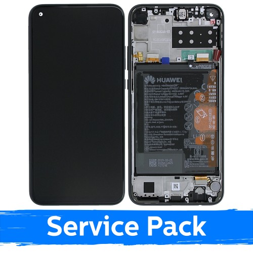 LCD ekranas, suderinamas su Huawei P40 Lite E su rėmu / Midnight Black / (Service Pack)