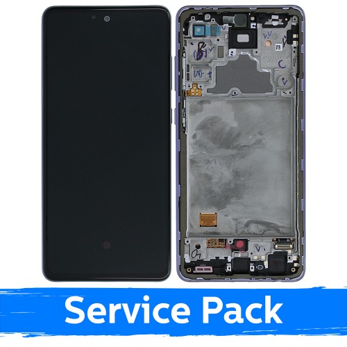 LCD Display Compatible With Samsung A725 A72 With Frame / Awesome Violet / (Service Pack)