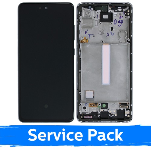 LCD ekranas, suderinamas su Samsung A525 (A526) A52 su rėmu / Awesome White / (Service Pack)