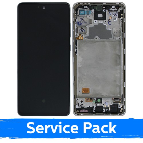 LCD Display Compatible With Samsung A725 A72 With Frame / Awesome White / (Service Pack)
