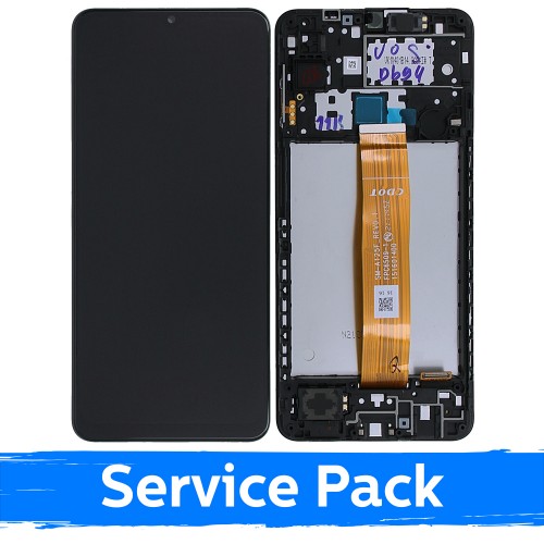 LCD-дисплей для Samsung A125 A12 чёрный в рамке (Service Pack)