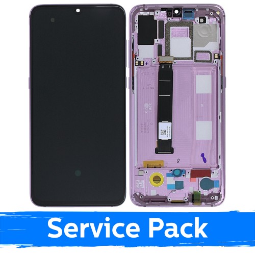 LCD ekranas, suderinamas su Xiaomi Mi 9 su rėmu / Lavender Violet / (Service Pack)