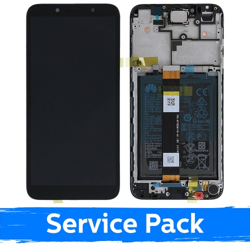 LCD дисплей для Huawei Y5P / Honor 9S чёрный с рамкой (сервисный пакет)
