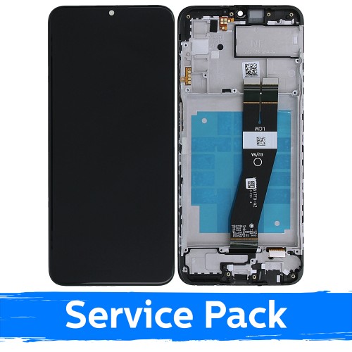 LCD ekranas suderinamas su Samsung A037G A03s EU juodas su rėmeliu (Service Pack)