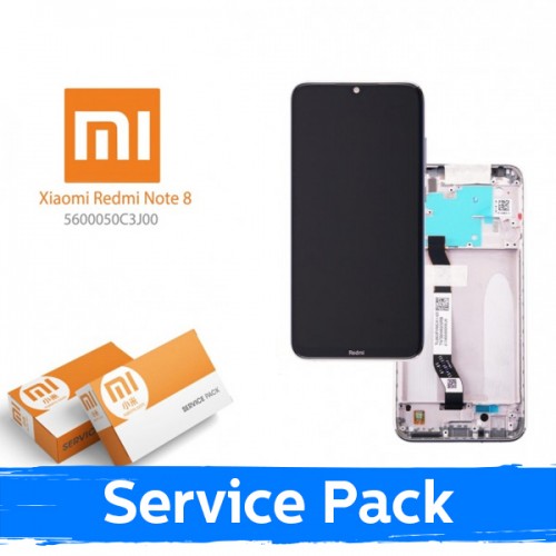 LCD Display Compatible With Xiaomi Redmi Note 8 (Note 8 2021) With Frame / White / (Service Pack)