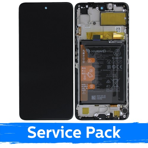 LCD ekranas suderinamas su Huawei P Smart 2021 / Honor Y7a / Honor 10X Lite juodas su rėmeliu (Service Pack)