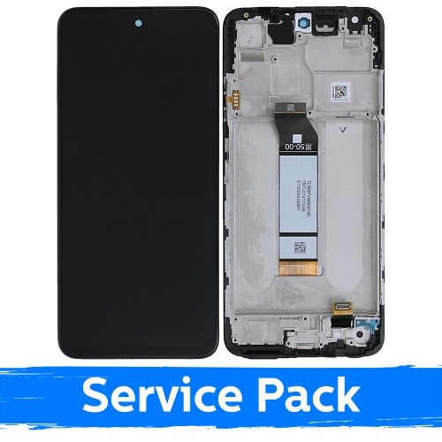 Ekranas skirtas Xiaomi Redmi Note 10 5G / Note 10T 5G / Poco M3 Pro 5G juodas su rėmeliu (Service Pack)