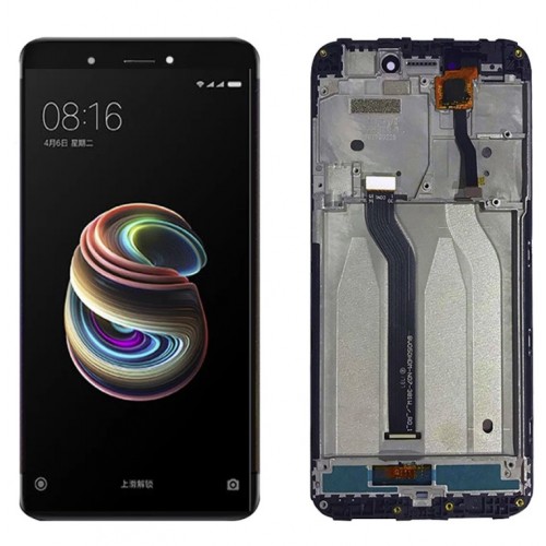 LCD ekranas suderinamas su Xiaomi Redmi 5A juodas su rėmeliu HQ