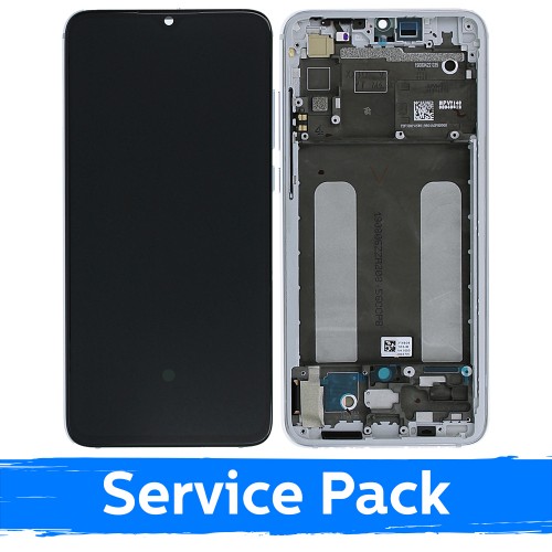 LCD Display Compatible With Xiaomi Mi 9 Lite With Frame / Pearl White / (Service Pack)
