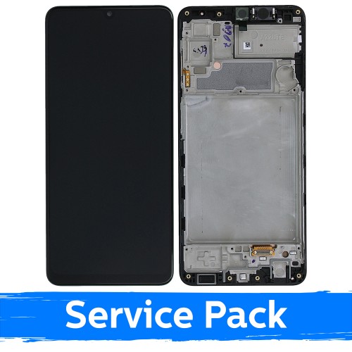 LCD дисплей для Samsung A225 A22 4G чёрный с рамкой (Service Pack)