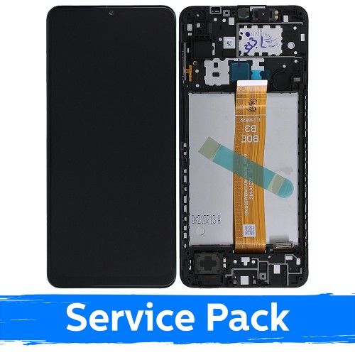 LCD ekranas suderinamas su Samsung A127 A12s (Nacho) juodas su rėmeliu (Service Pack)