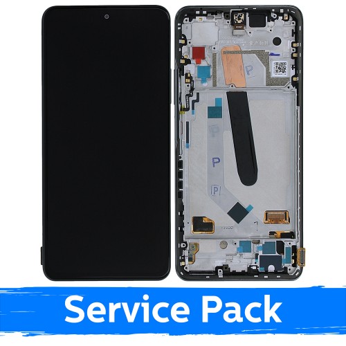 LCD ekranas skirtas Xiaomi Poco F3 (Mi 11X / Mi 11i) su rėmeliu / Night Black / (Service Pack)