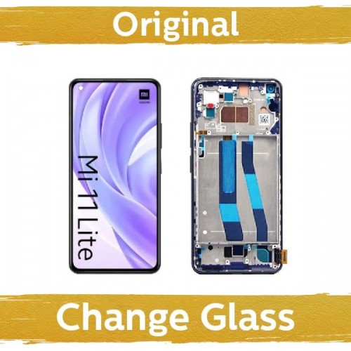 LCD дисплей совместимый с Xiaomi Mi 11 Lite 4G (Lite 5G / Lite 5G NE) с рамкой / серебристый / (восстановленный: Китай)