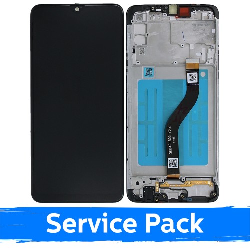 LCD ekranas skirtas Samsung A207 A20s juodas su rėmeliu (Service Pack)