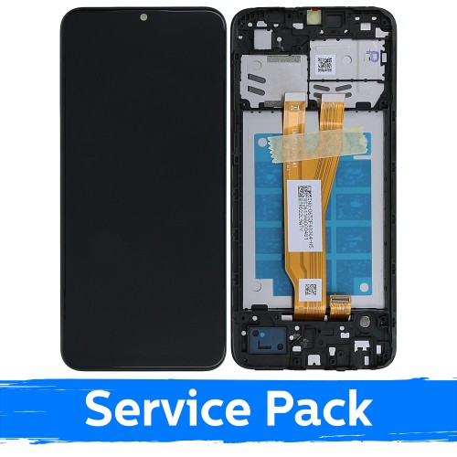 LCD дисплей совместимый с Samsung A032 A03 Core чёрный с рамкой (Service Pack)