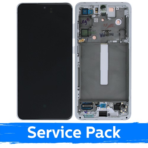 LCD Display Compatible With Samsung G990 S21 FE 5G With Frame / White / (Service Pack)