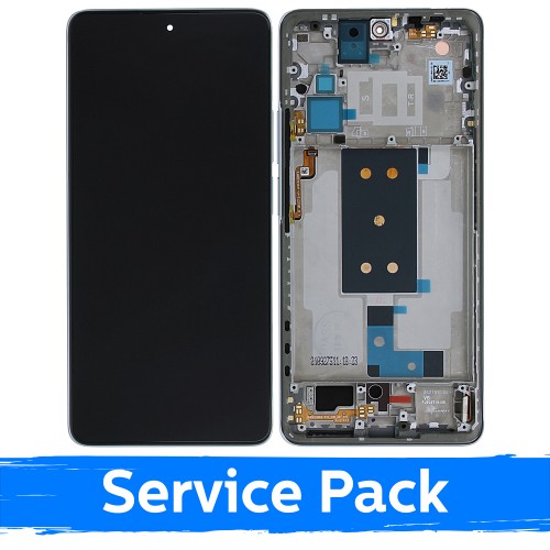 LCD дисплей совместимый с Xiaomi 11T (11T Pro) с рамкой / лунно-белый / (Service Pack)