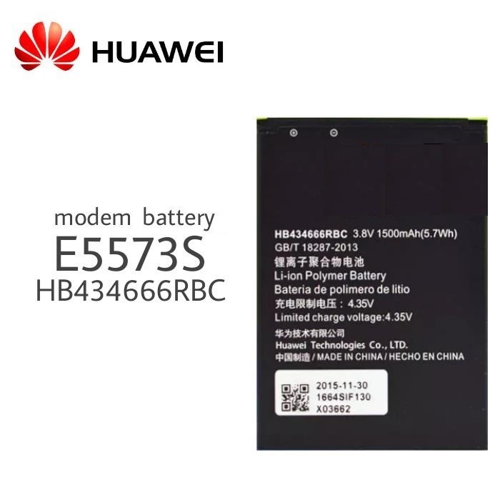 Baterija Huawei HB434666RBC, skirta modemui, 1500mAh E5573/E5575/E5576/E5776/E5577 (suderinama su HB434666RAW)