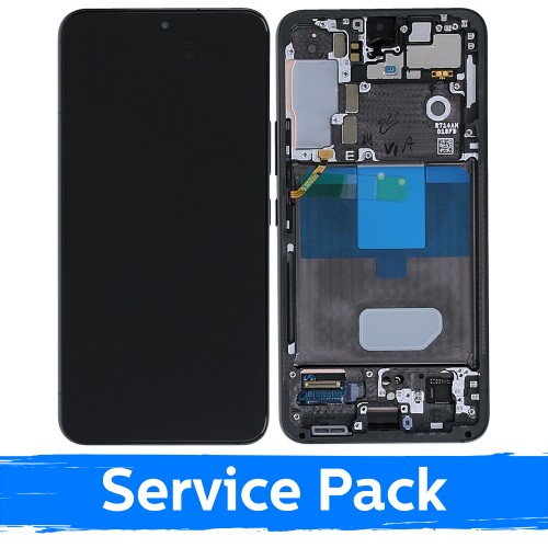 LCD Display Compatible With Samsung S901 S22 With Frame / Phantom Black (Graphite) / (Service Pack)