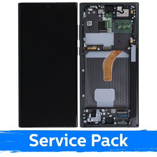 LCD ekranas suderinamas su Samsung S908 S22 Ultra su rėmeliu / Phantom Black / (Service Pack)