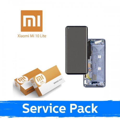 LCD ekranas suderinamas su Xiaomi Mi 10 Lite 5G su rėmeliu / Cosmic Gray / (Service Pack)