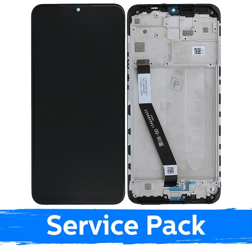 LCD дисплей совместим с Xiaomi Redmi 9 с рамкой / чёрный / (Service Pack)