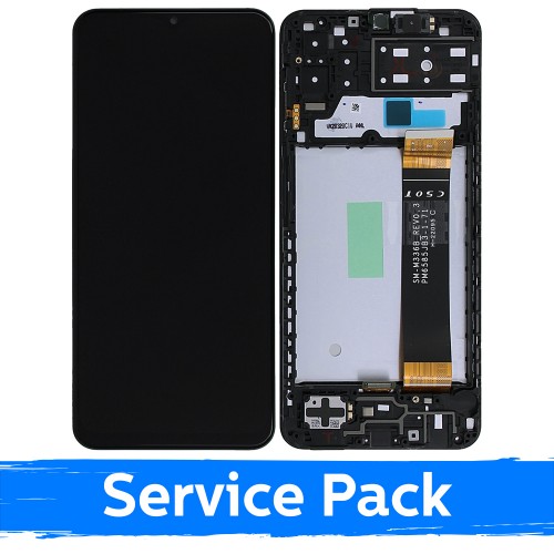 LCD Display Compatible With Samsung A135 A13 4G Black With Frame (Service Pack)