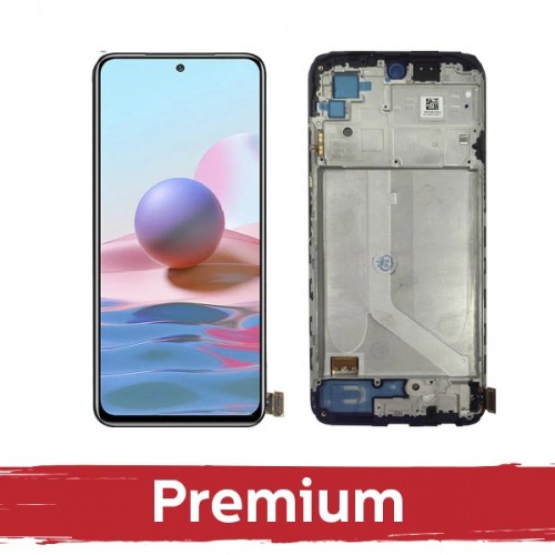 LCD ekranas suderinamas su Xiaomi Redmi Note 10 / Note 10S / Poco M5s juodas su rėmeliu OEM